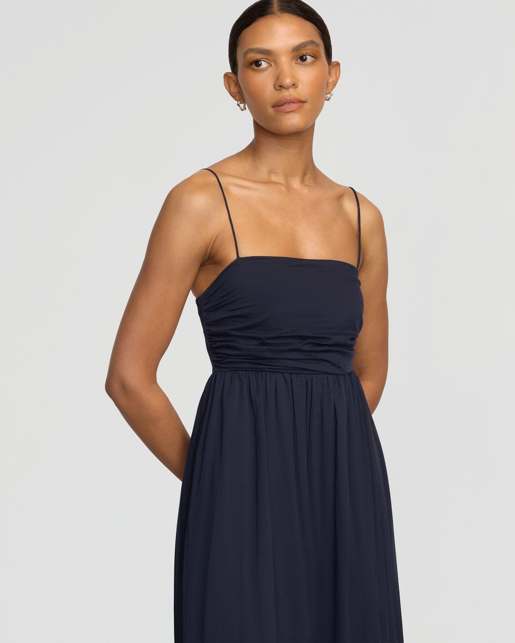 Aurora Ruched Organic Cotton Maxi Dress Product Image