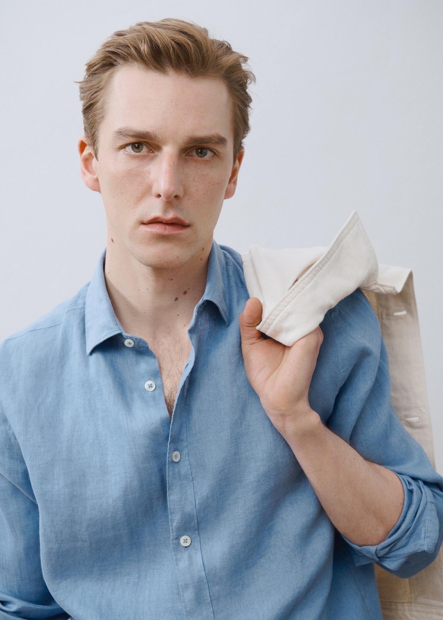 Linen 100% shirt - Men | MANGO USA Product Image