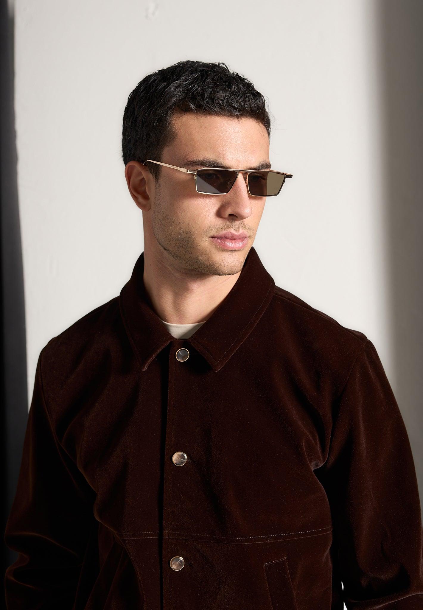 Velvet Trucker Jacket - Brown Male Product Image