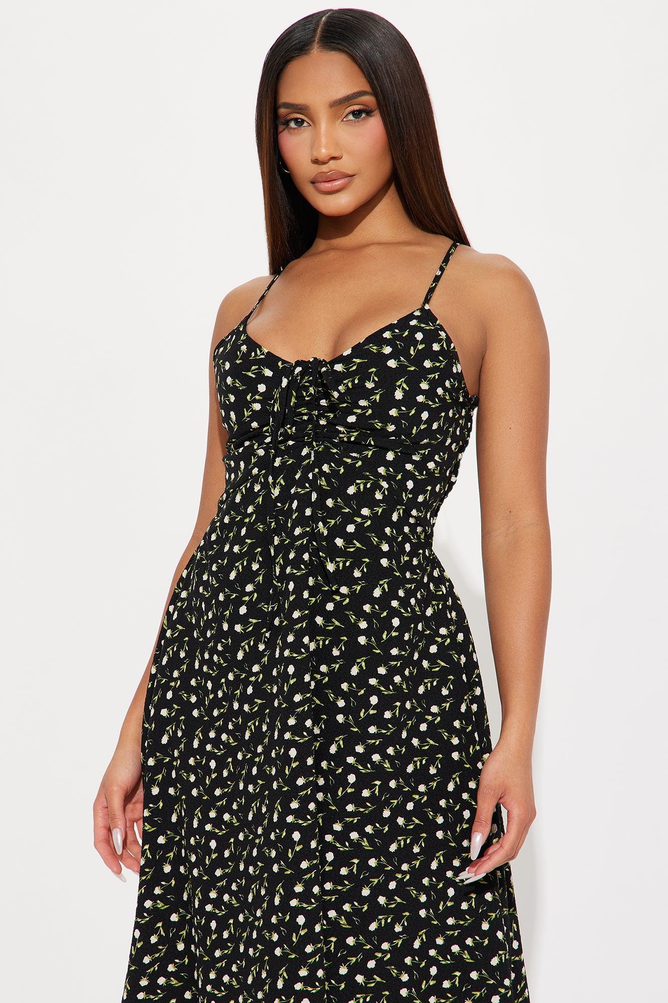 Lisa Floral Midi Dress - Black/combo Product Image