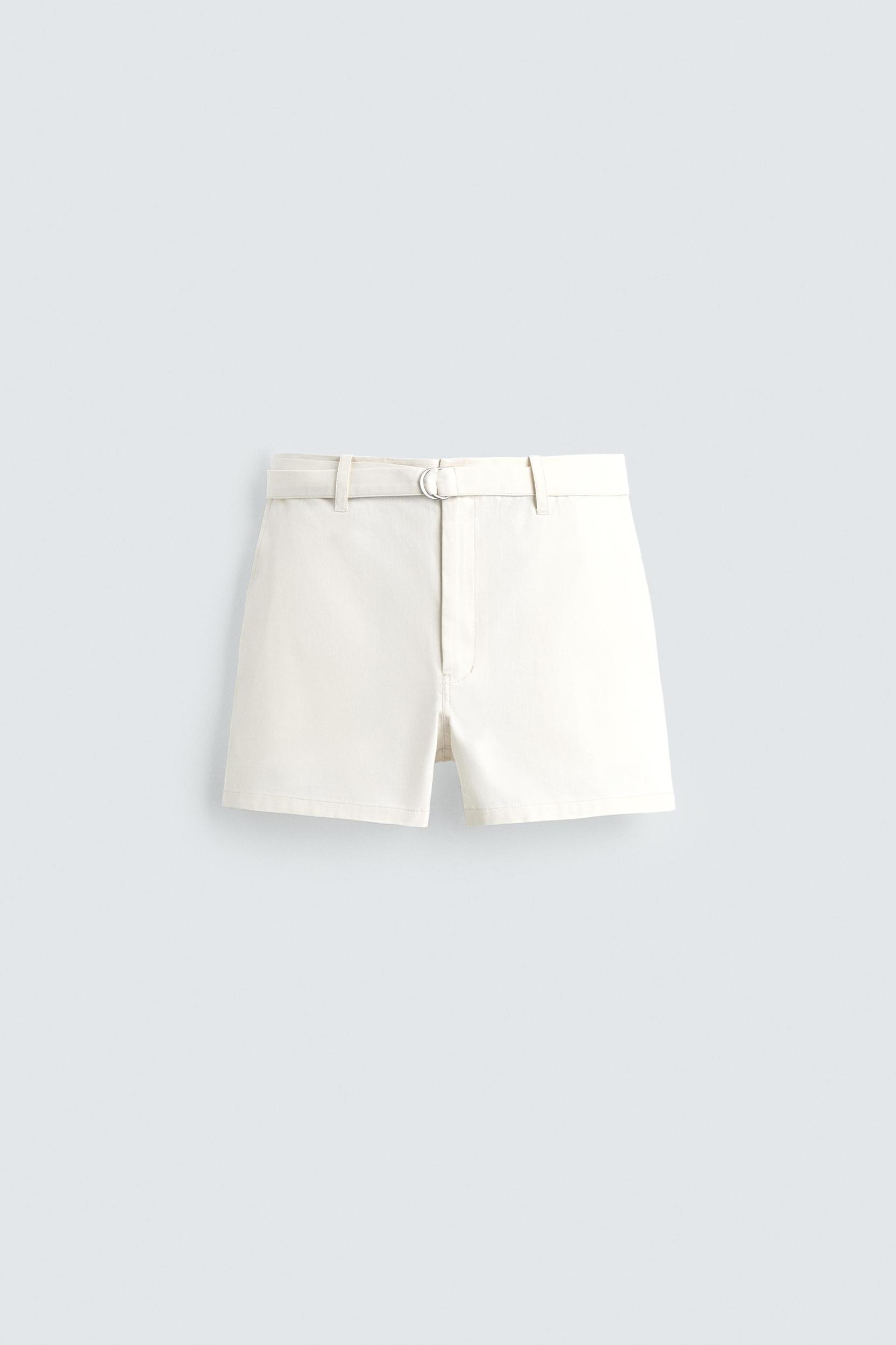 BELTED TEXTURED SHORTS Product Image