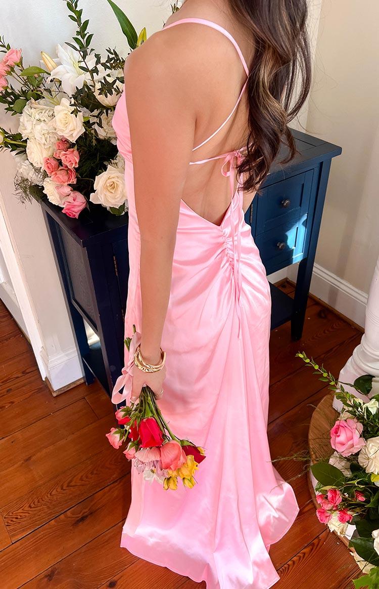 Blaise Pink Satin Maxi Dress Baby Product Image