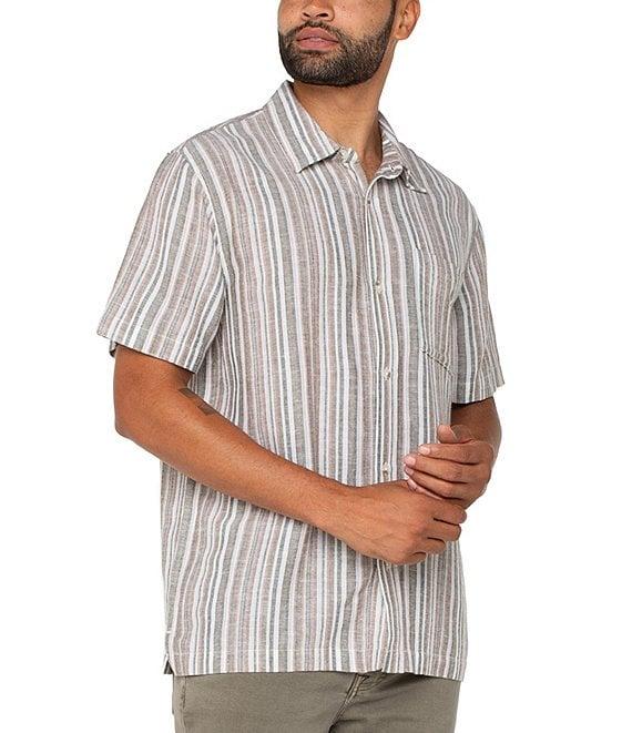 Liverpool Los Angeles Vintage Inspired Striped Short Sleeve Woven Shirt Product Image