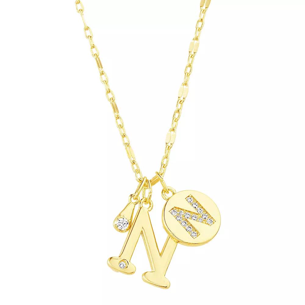 Paige Harper 14k Gold Flash Plated V-Cluster Initial & Cubic Zirconia Charm Necklace, Womens Gold Tone N Product Image