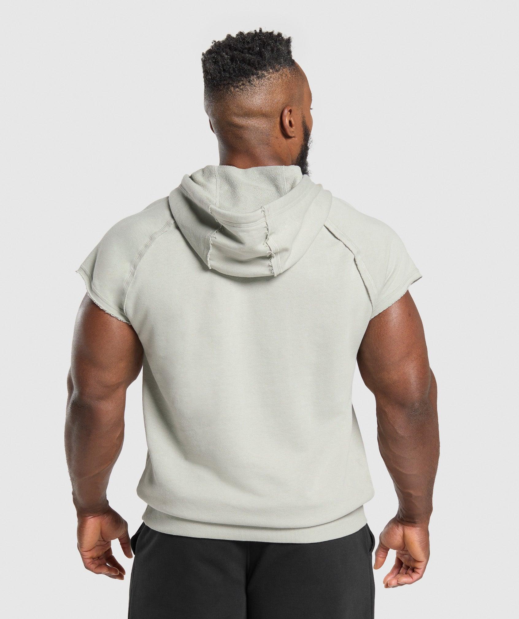Gymshark Legacy 1/4 Zip Cap Sleeve Hoodie - Stone Grey Male Product Image