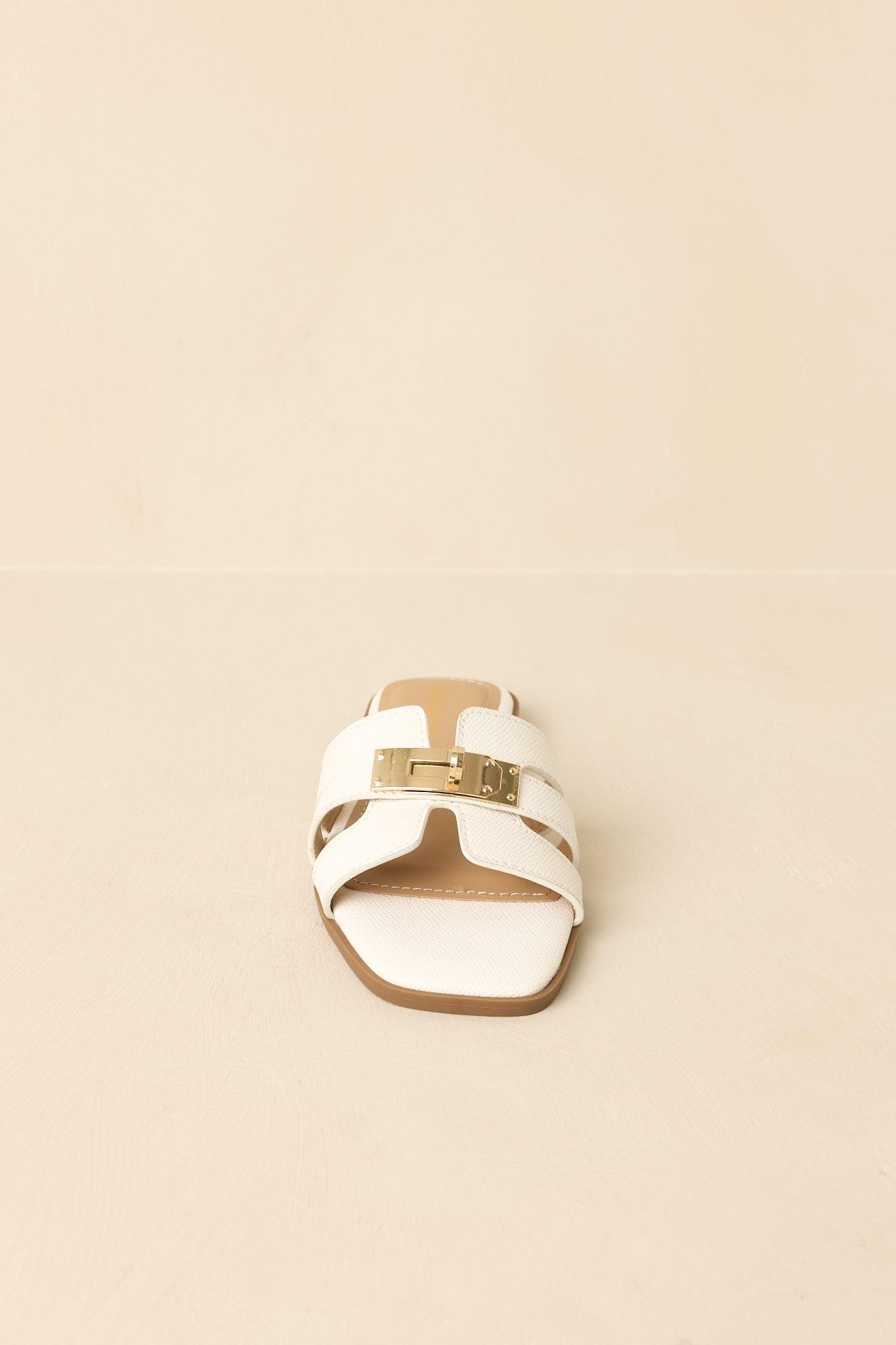Coastline Classic White Faux Leather Slide Sandals Product Image
