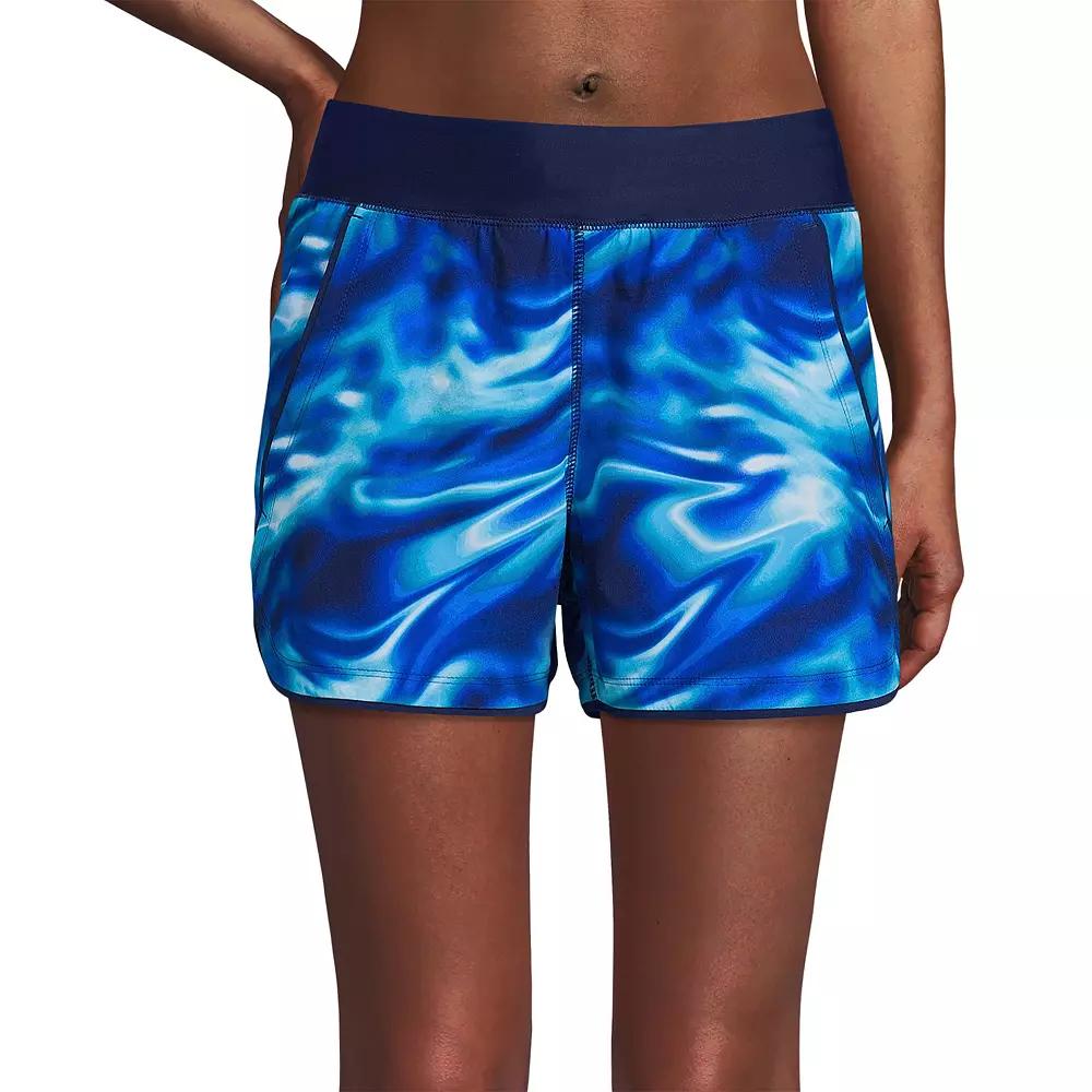 Women's Lands' End 3" Quick Dry Swim Shorts With Panty, Size: 4, Electric Blue Swirl Product Image