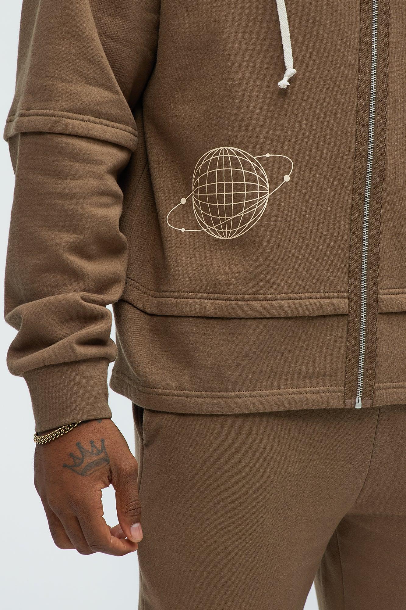 Interstellar Zip Hoodie - Brown Product Image