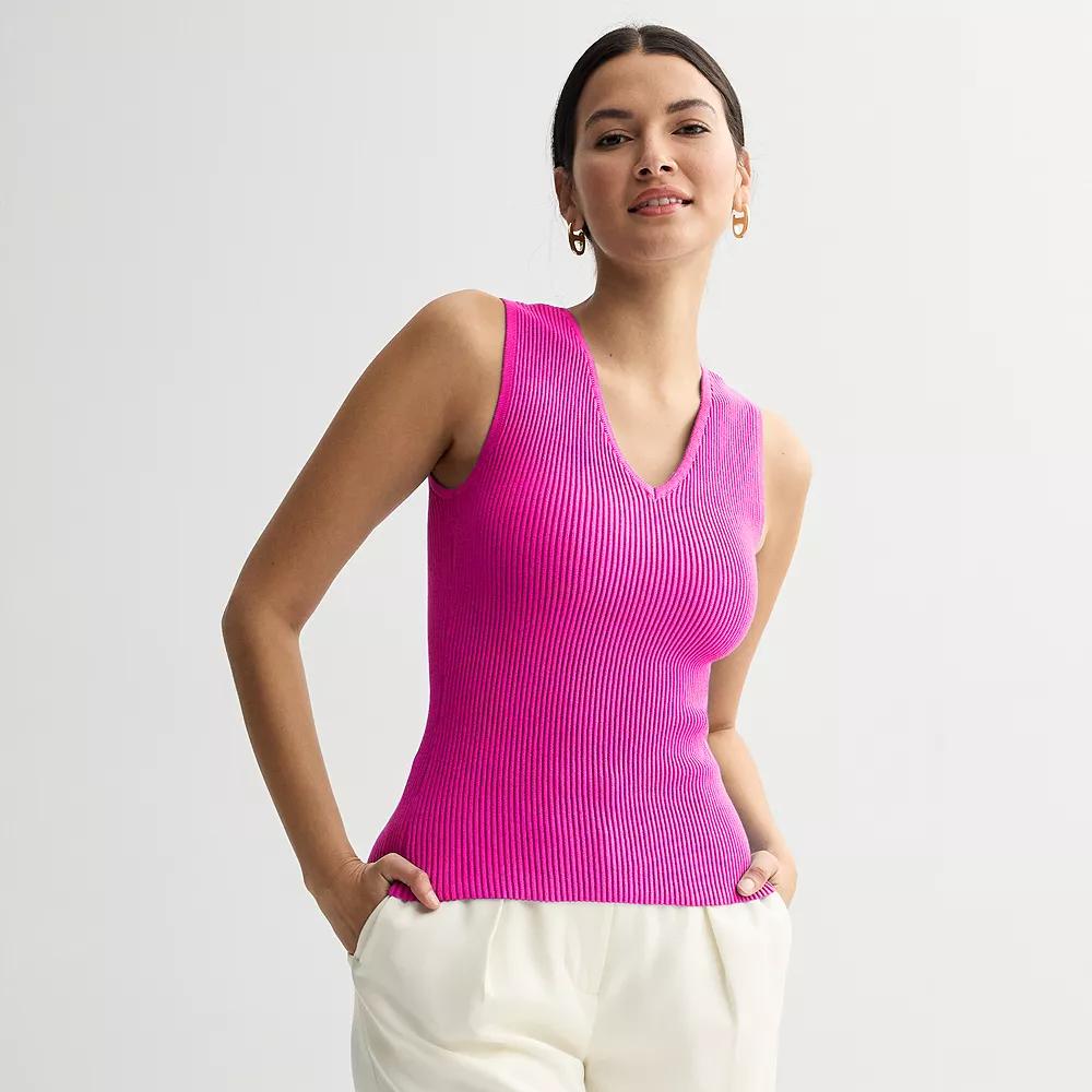 Women's Nine West Fitted Sweater Sculpt V-Neck Tank Top,  Product Image
