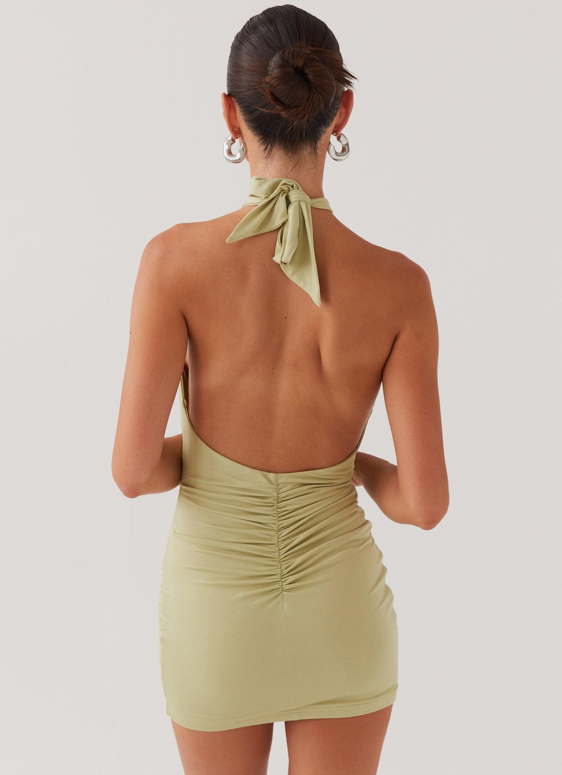 Samara Halterneck Mini Dress - Sage Product Image