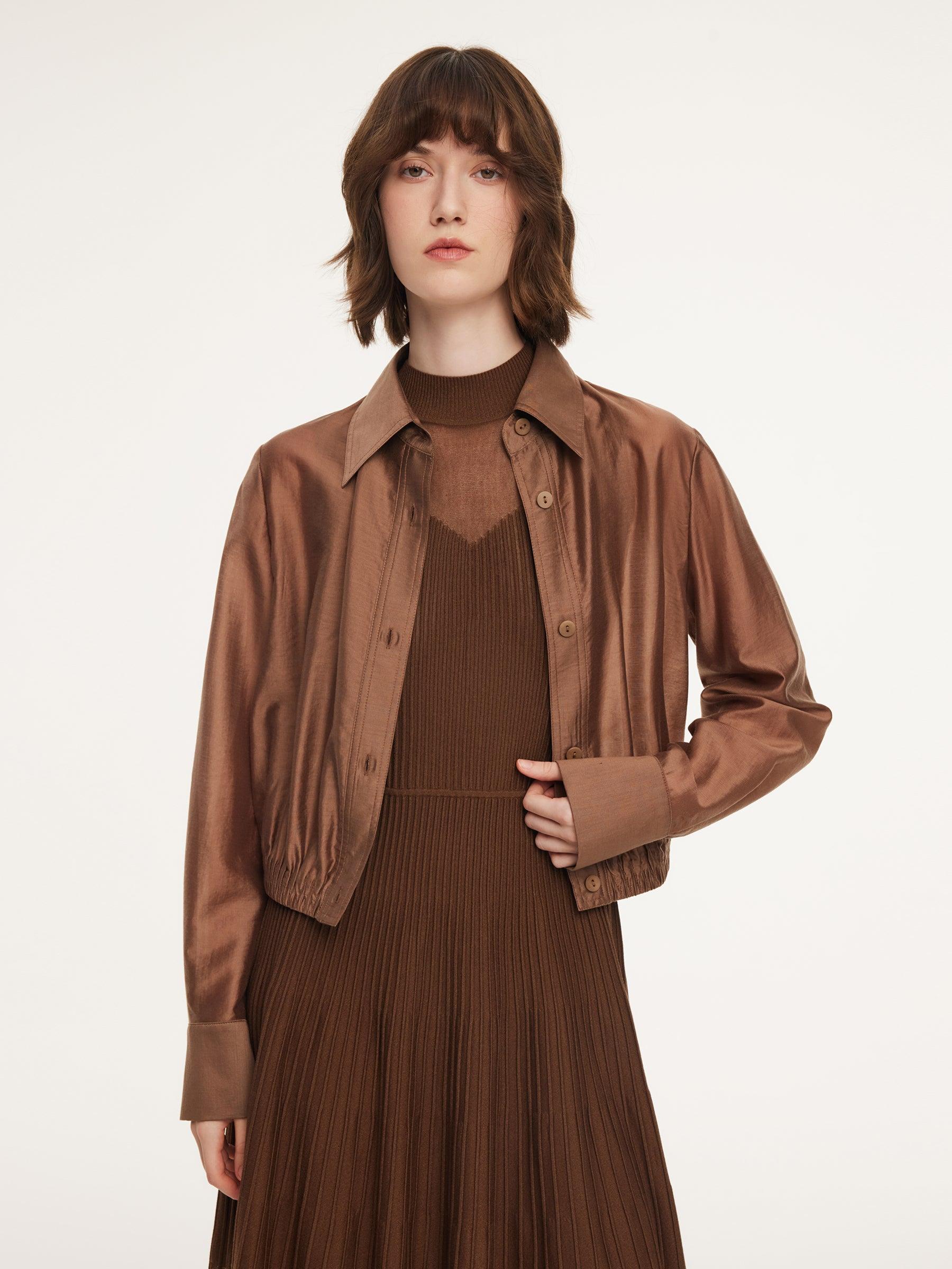 Tencel Blend Women Sheer Cropped Jacket Product Image