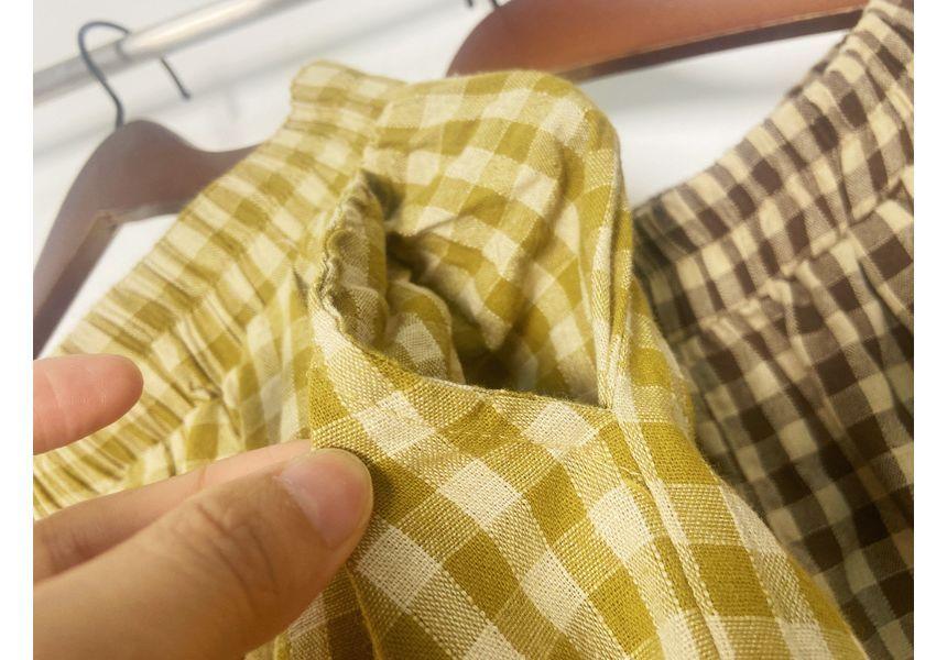 High Rise Gingham Baggy Pants Product Image