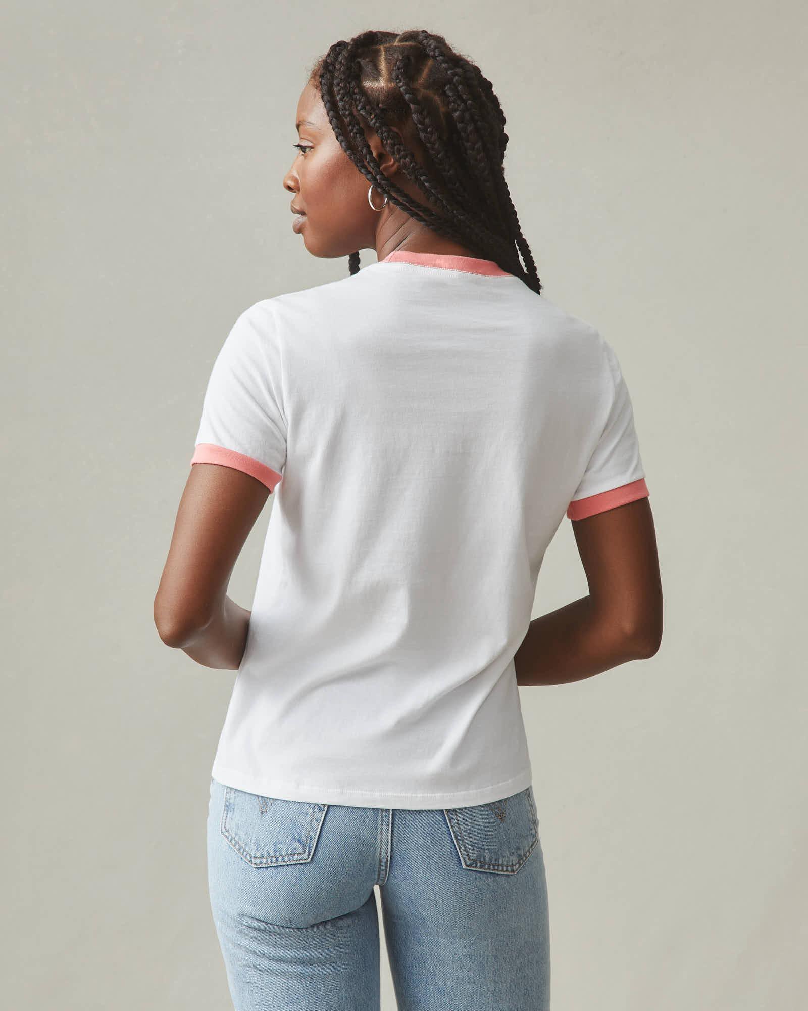 Women's Ringer Tee - White/ Pink Mauve Product Image
