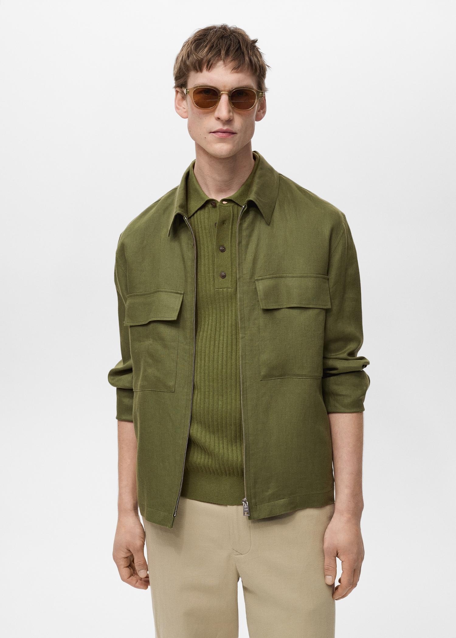 100% linen jacket with pockets - Men | MANGO USA Product Image