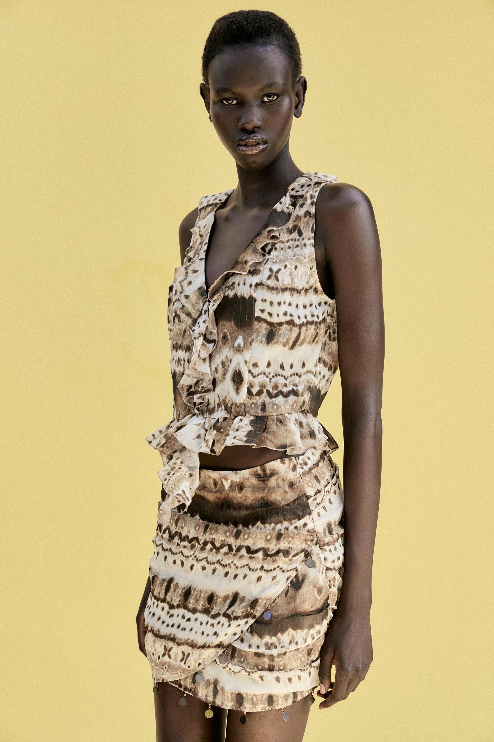 TIE-DYE BEADED MINI SKIRT Product Image