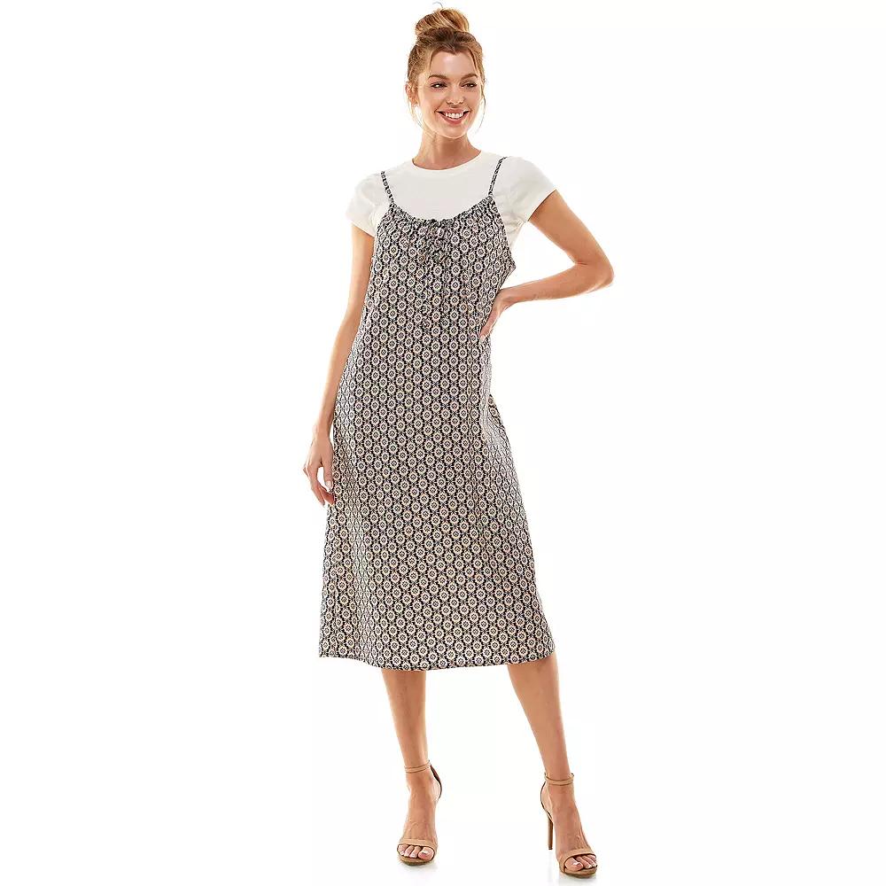 Juniors' As U Wish Tie-Front Midi Dress & Tee Set, Women's,  Product Image