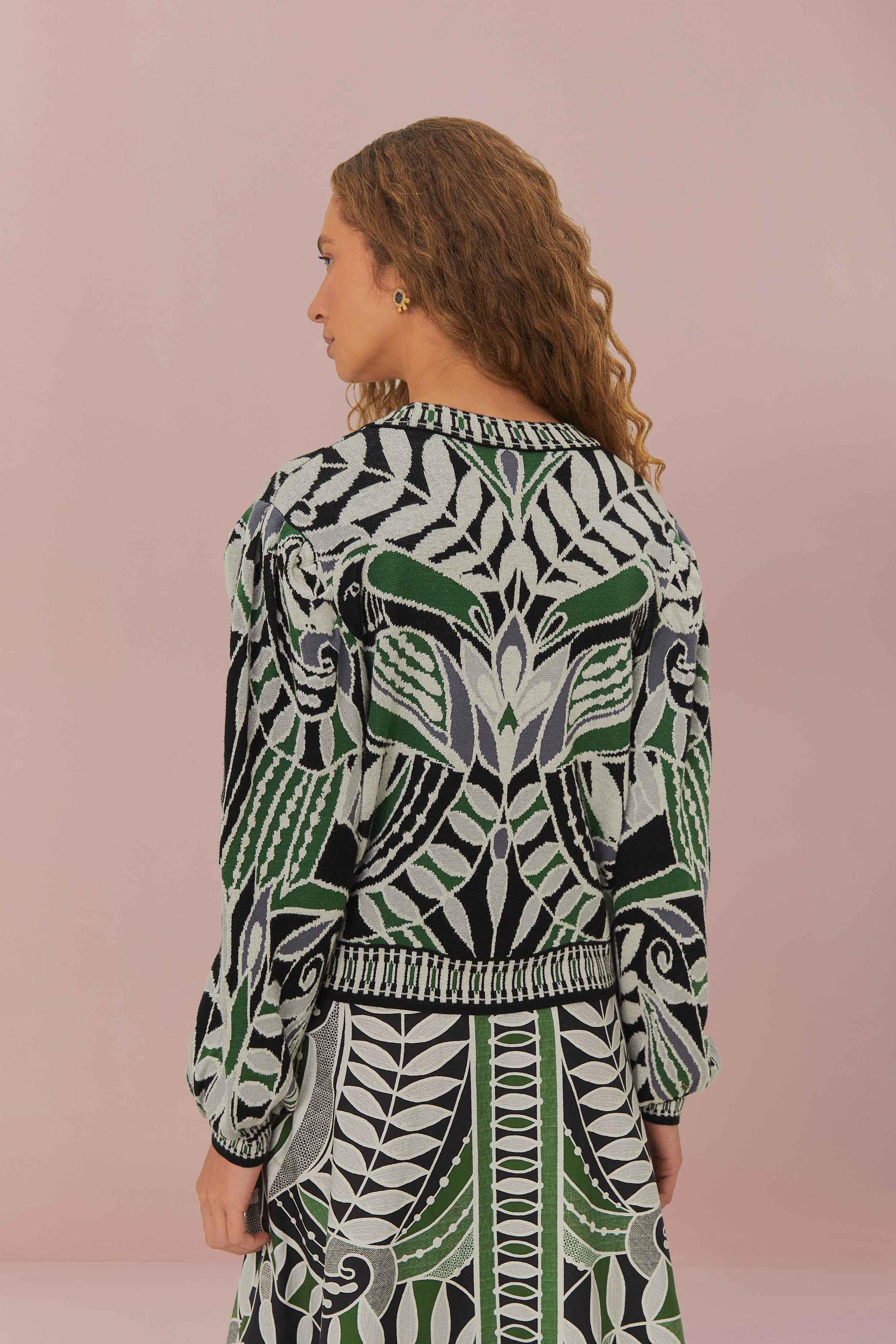 Black Lace Nature Knit Cardigan Product Image