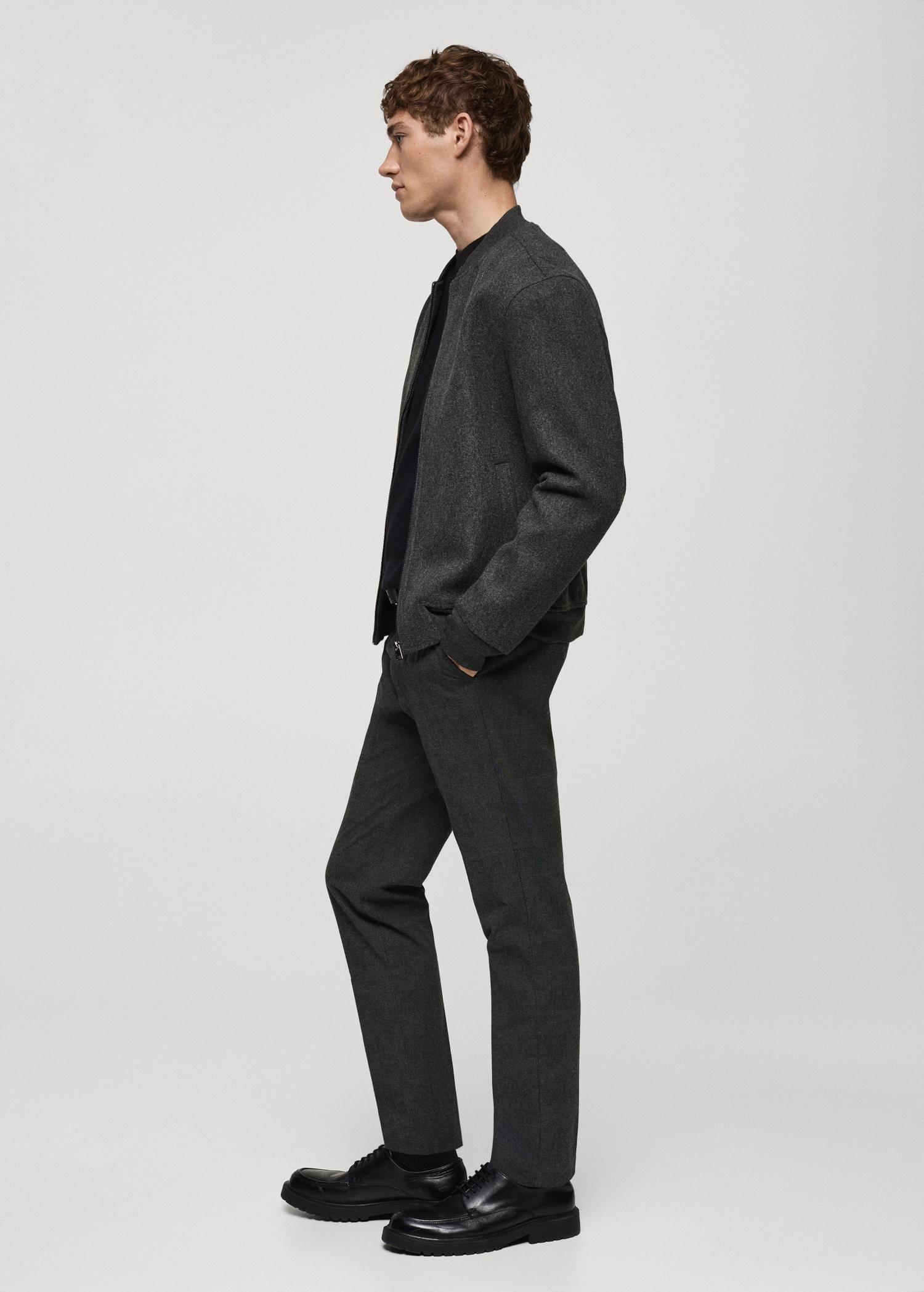 Prince of Wales check flannel pants - Men | MANGO USA Product Image