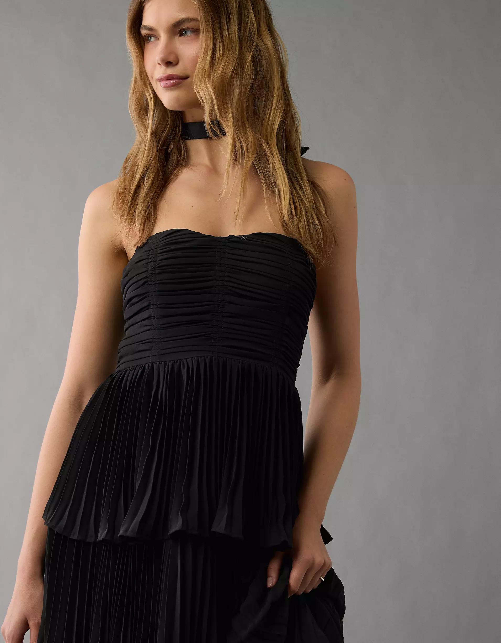 AE Tiered Pleated Maxi Dress Product Image