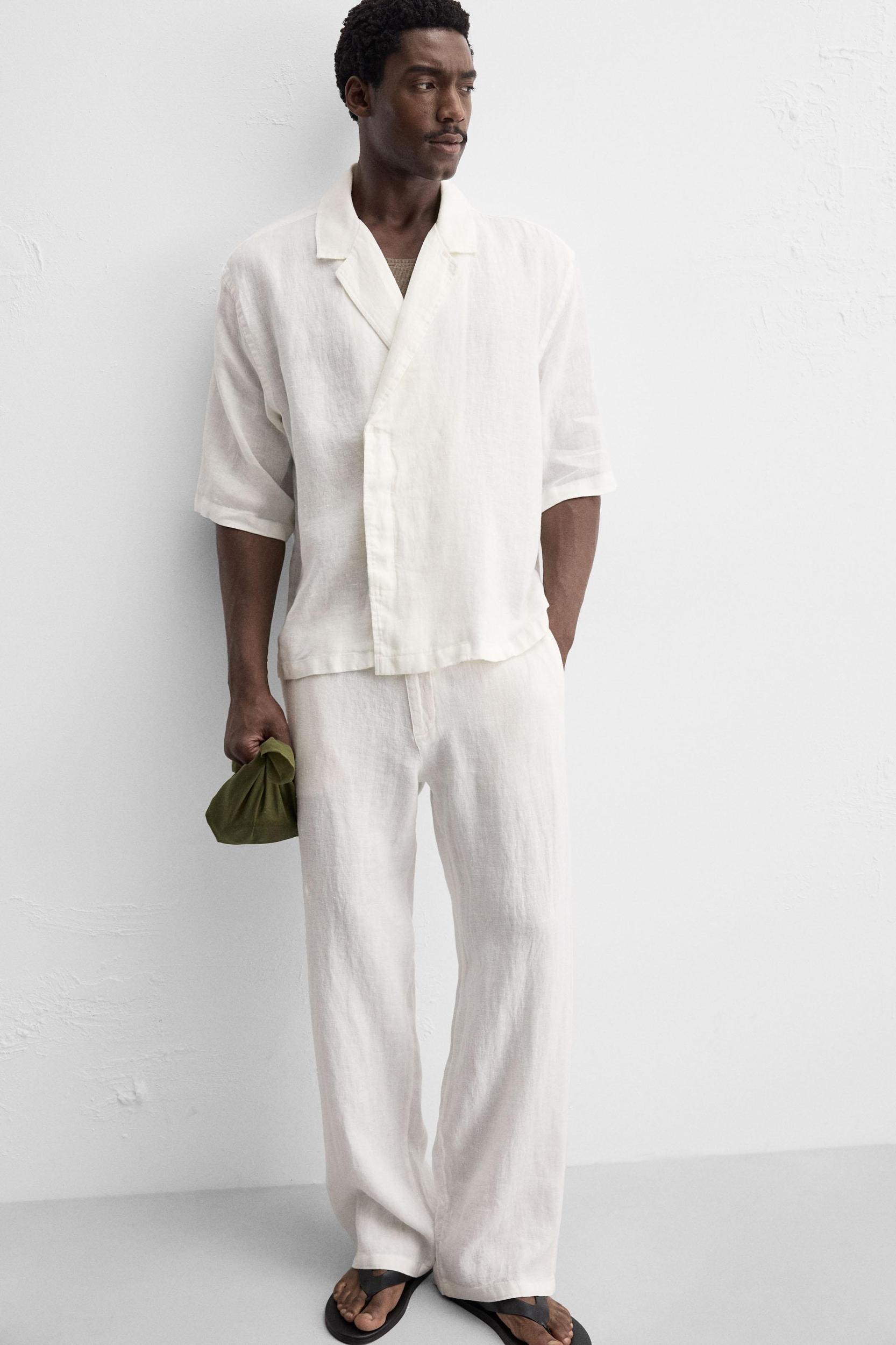 RELAXED FIT 100% LINEN PANTS Product Image