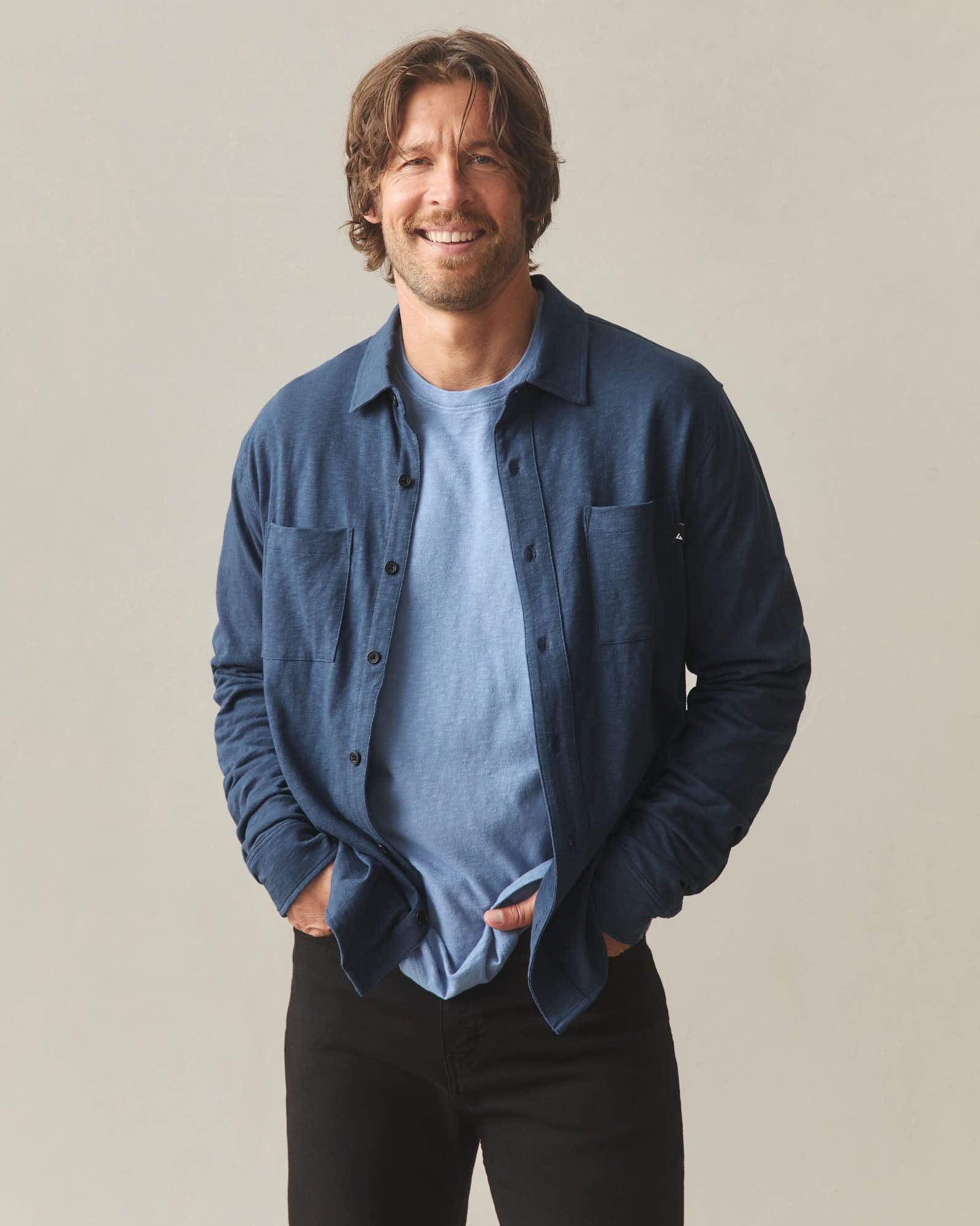 Men's Premium Slub Button Up Long Sleeve - Dark Denim Product Image