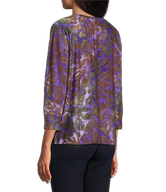 Westbound Notch Collar Printed 3/4 Sleeve Blouse Product Image