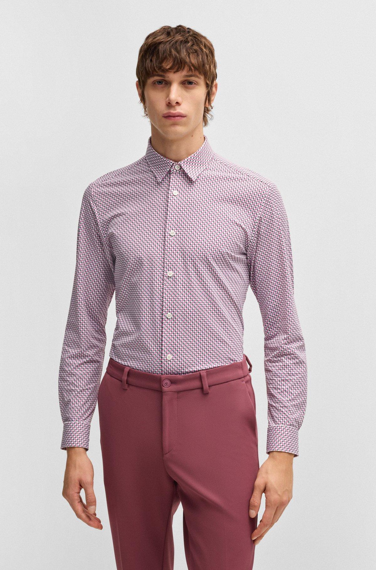 Slim-fit shirt in printed performance-stretch jersey Product Image