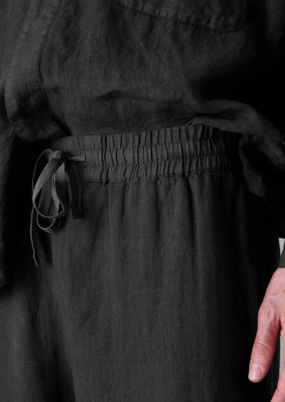 Garment Dyed Linen Drawstring Pants | Black Pepper Product Image