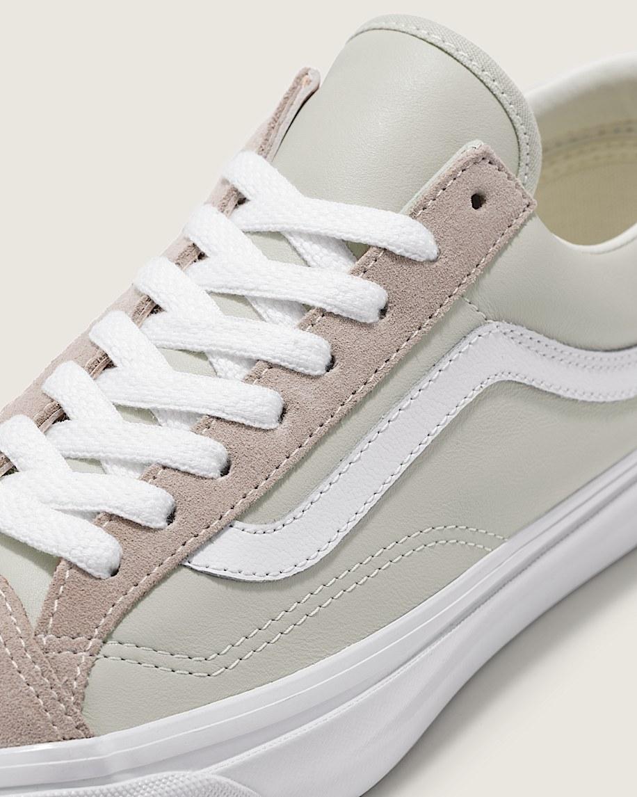 Premium Old Skool Leather Shoe in Atmosphere Grey / Beige| Vans US Product Image