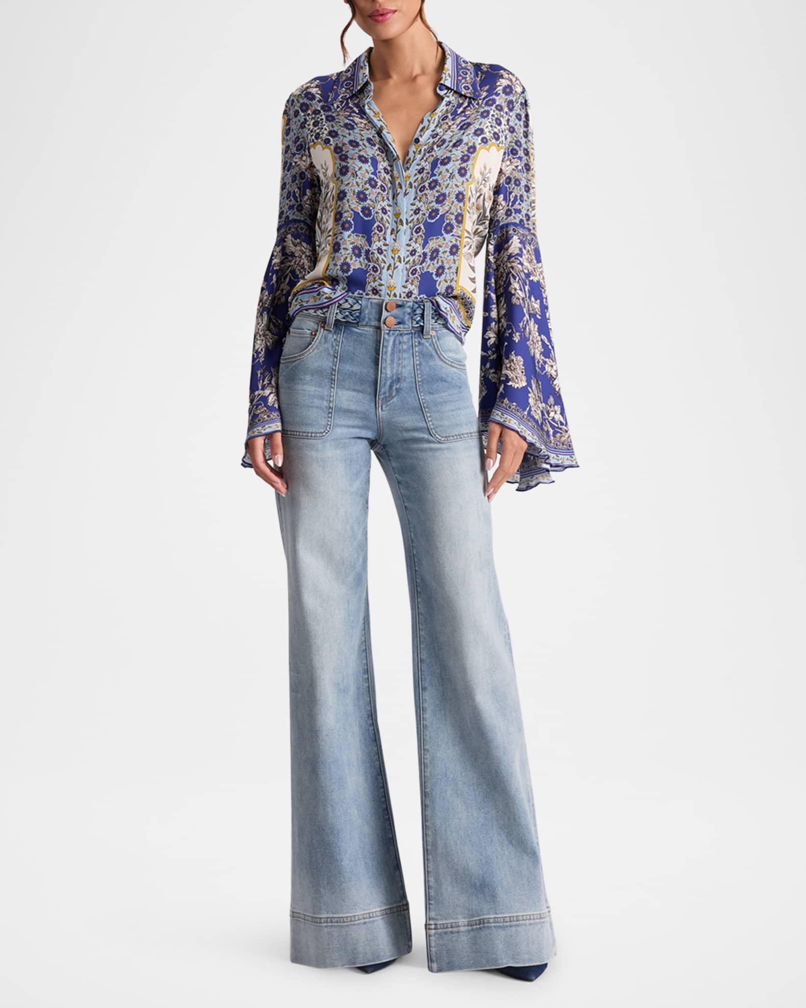 Willa Forevermore Fitted Bell-Sleeve Placket Top  Product Image