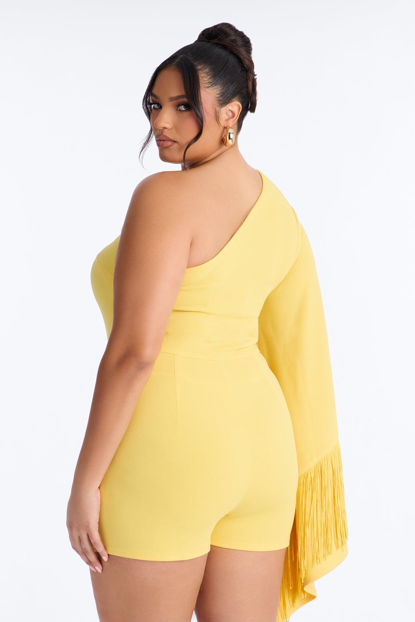 Vanessa Fringe Trim Romper - Yellow Female Product Image