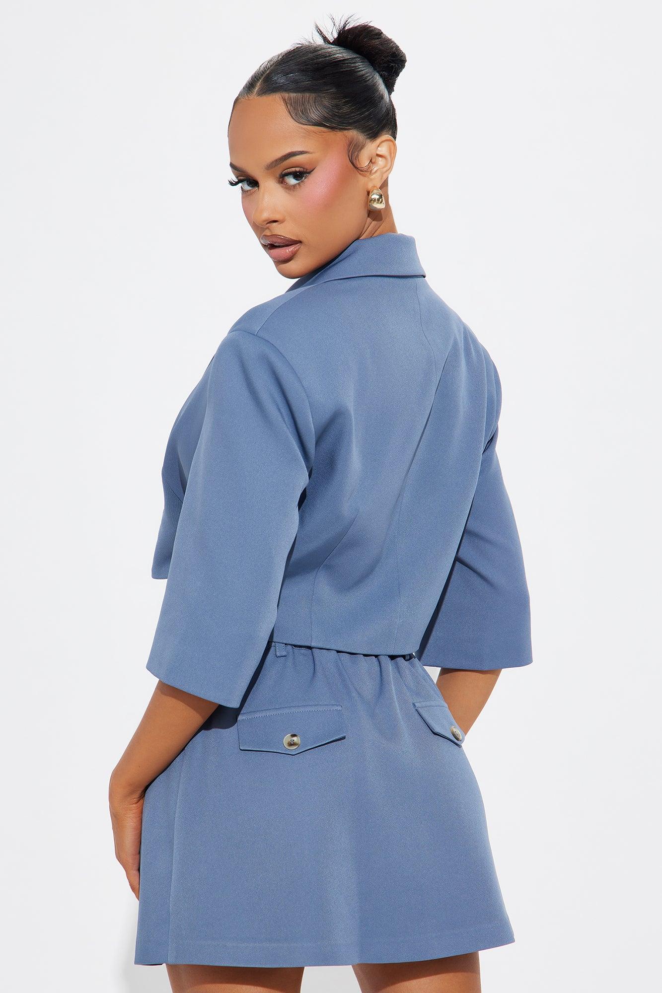 Chick in Command Skort Set - Slate Blue Product Image