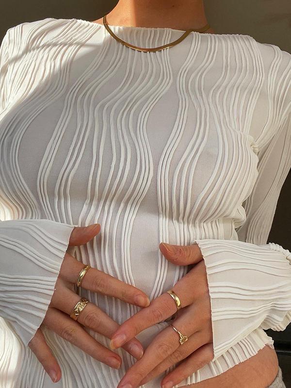 Textured Stripe Long Sleeve Tee Product Image