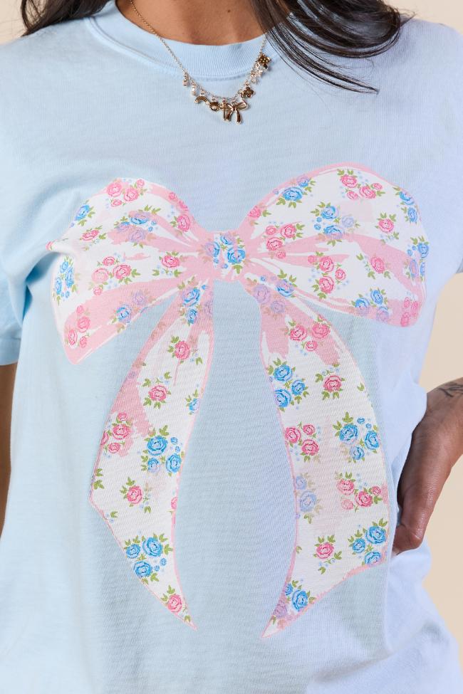 Floral Bow Chambray Graphic Tee Product Image