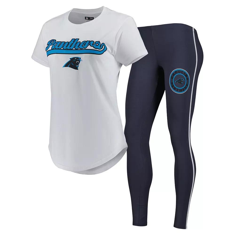 Women's Concepts Sport White/Charcoal Carolina Panthers Sonata T-Shirt & Leggings Sleep Set,  Product Image