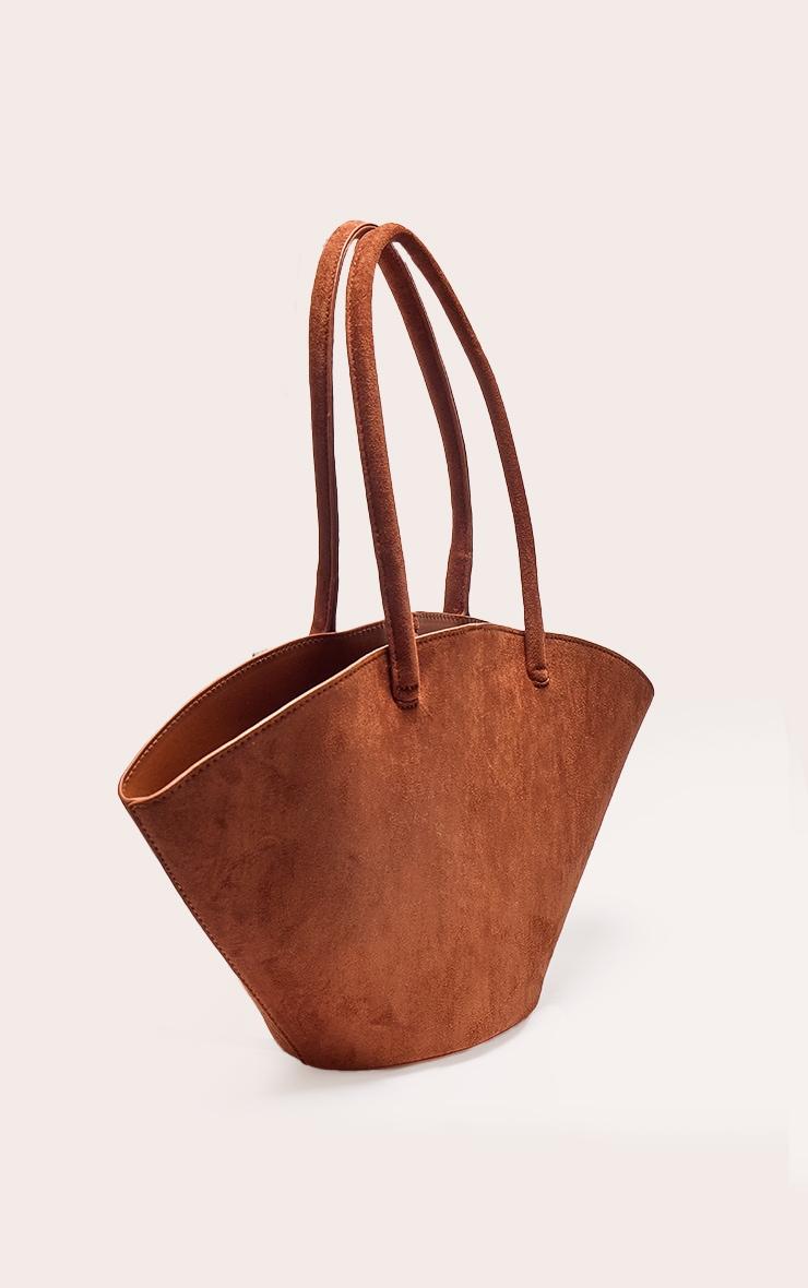 Tan Faux Suede Bucket Tote Bag Product Image
