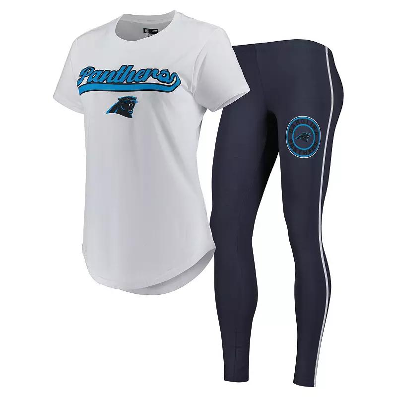 Women's Concepts Sport White/Charcoal Carolina Panthers Sonata T-Shirt & Leggings Sleep Set,  Product Image