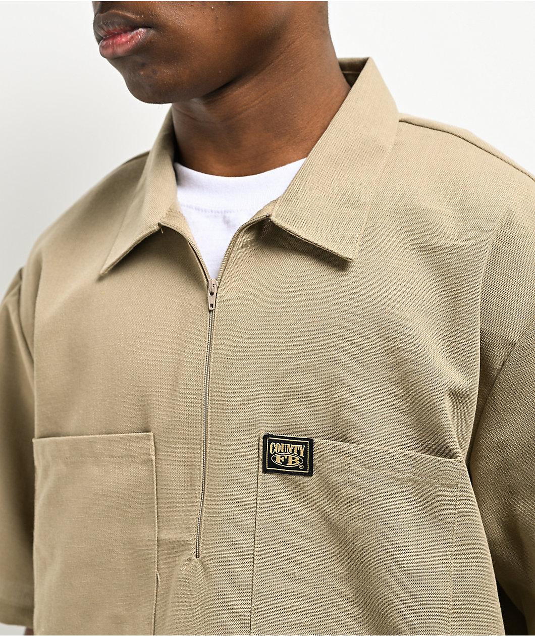 FB County Khaki Zip Short Sleeve Shirt Product Image