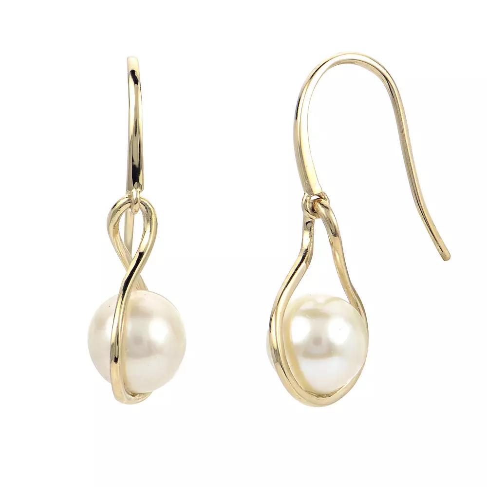 PearLustre by Imperial 14k Gold Freshwater Cultured Pearl Twist Drop Earrings, Womens Product Image