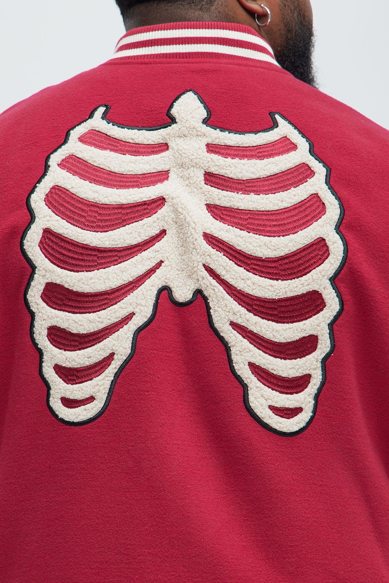 Skeleton Varsity Jacket - Red/White Product Image