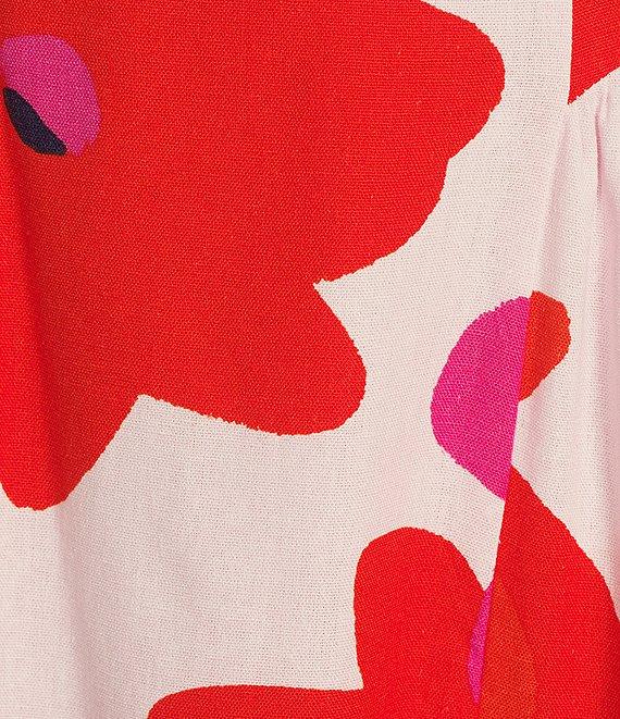 GB Floral Printed Linen Blend Open-Back Midi Dress Product Image