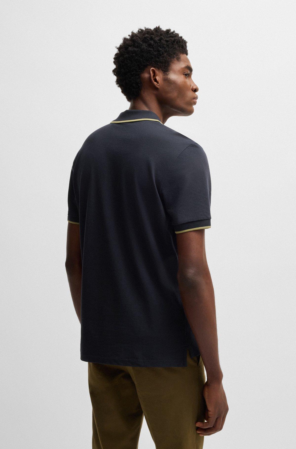Contrast-tipping polo shirt in cotton piqué Product Image