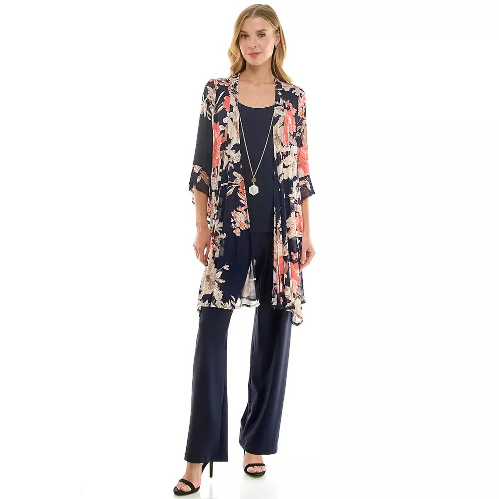 Women's Luxology 3-pc. Cardigan, Tank Top & Straight Leg Pants Set,  Product Image
