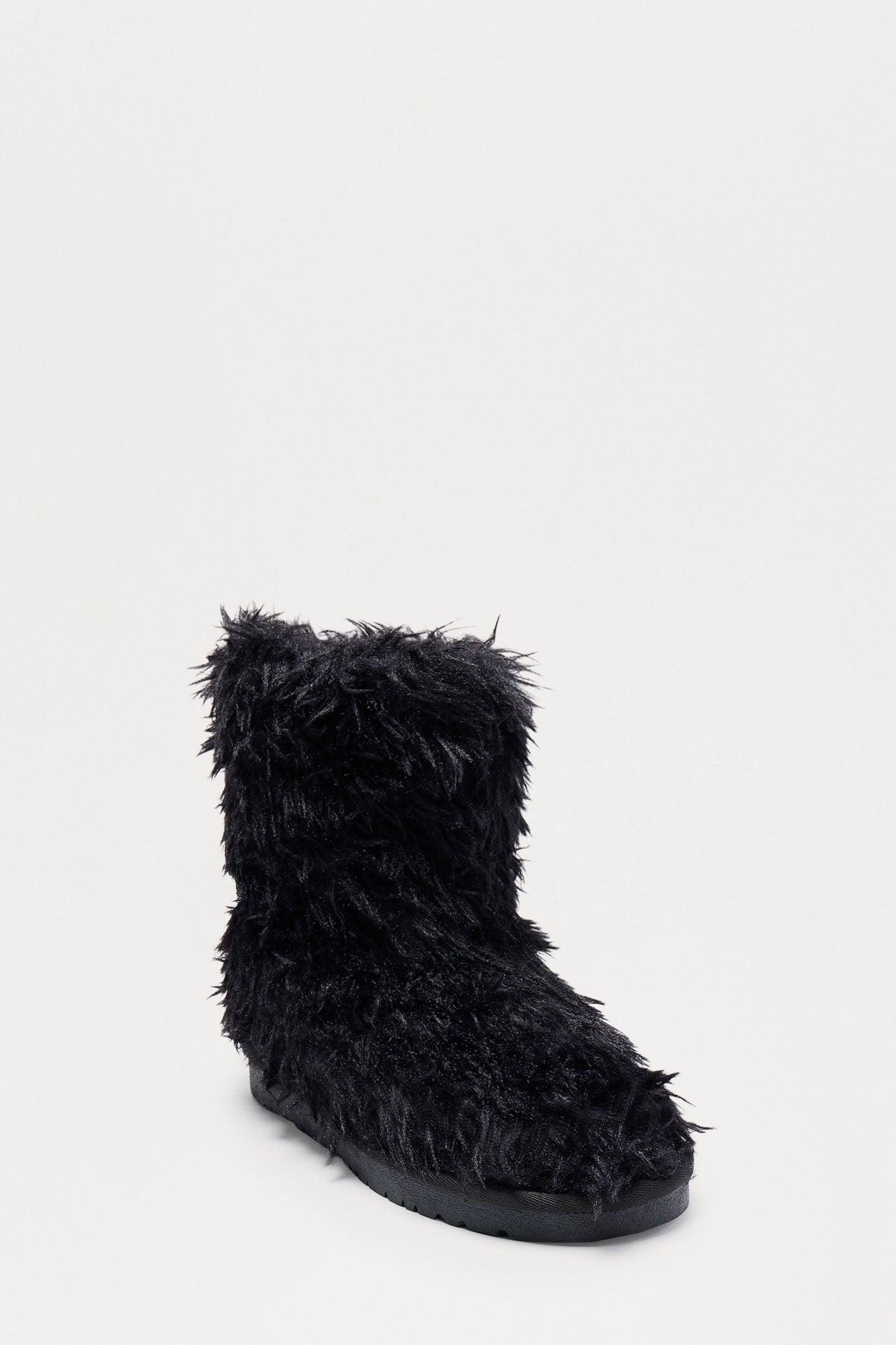 Yetti Faux Fur Booties - Black Female Product Image