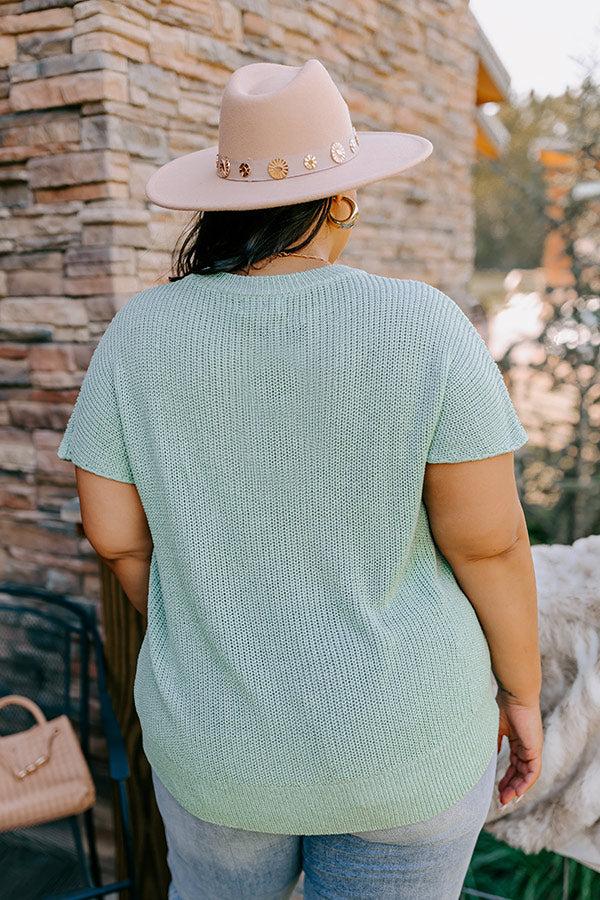 Boho Blooms Knit Top in Sage Curves Product Image