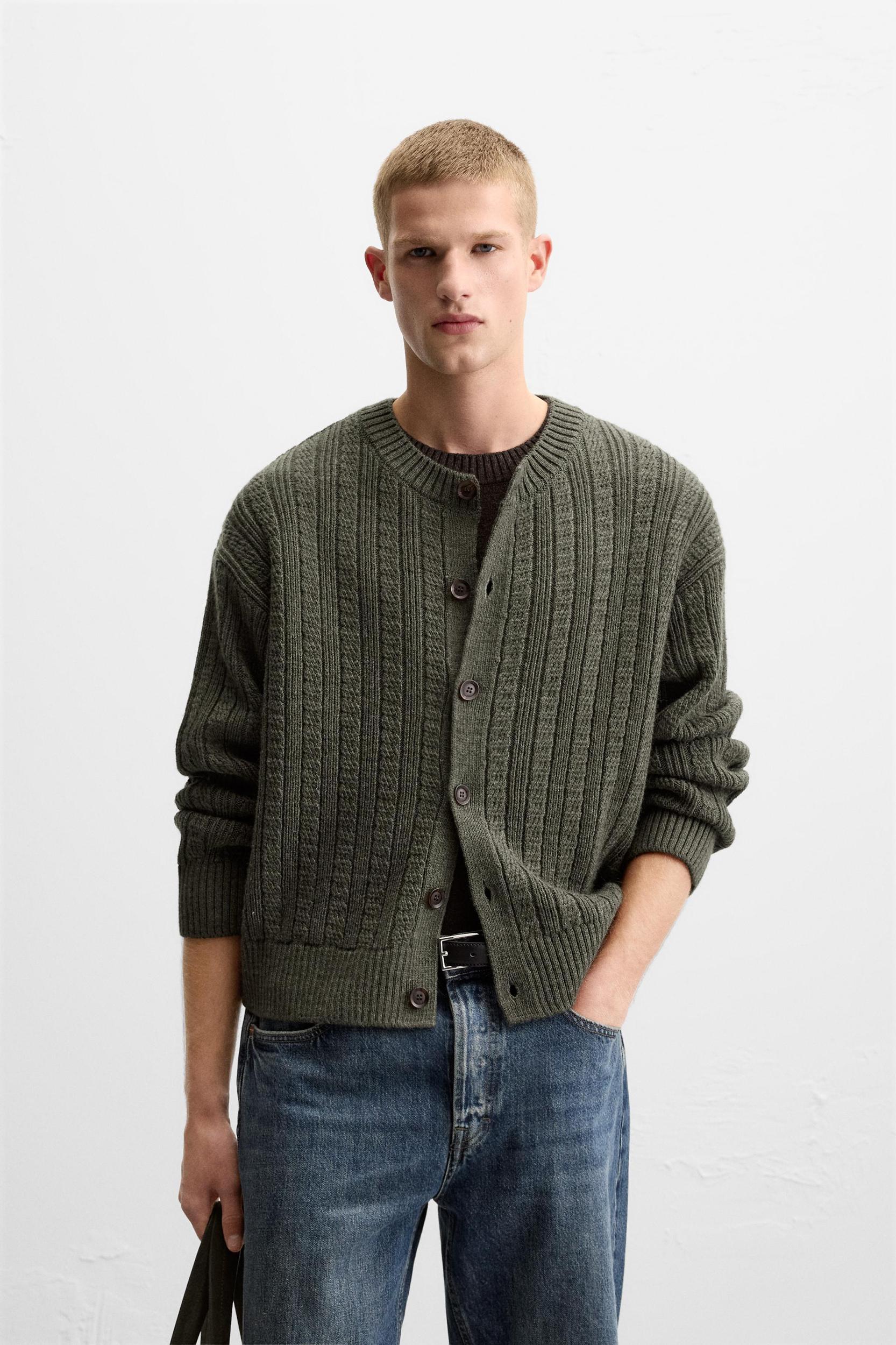 TEXTURED WEAVE WOVEN CARDIGAN Product Image