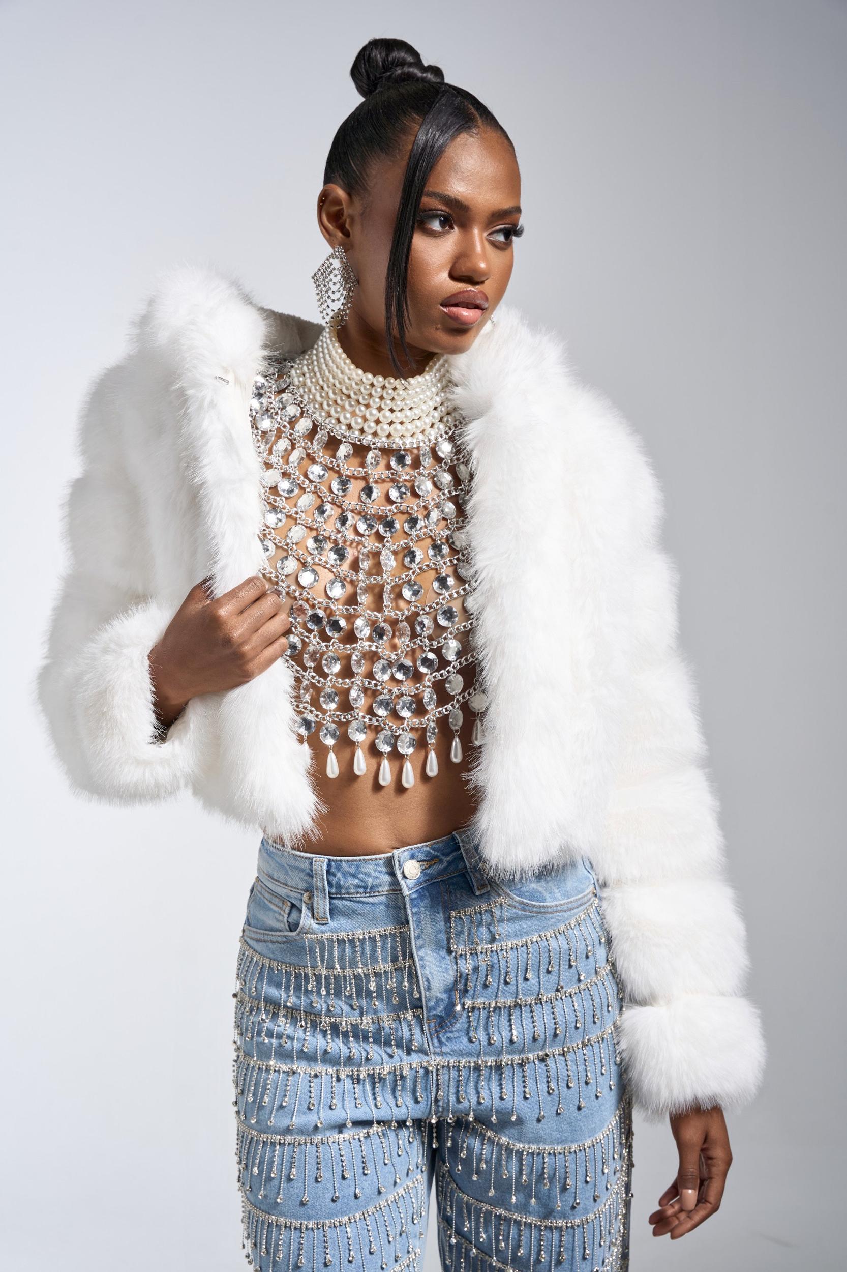 JOLENE FAUX FUR COAT IN WHITE Product Image
