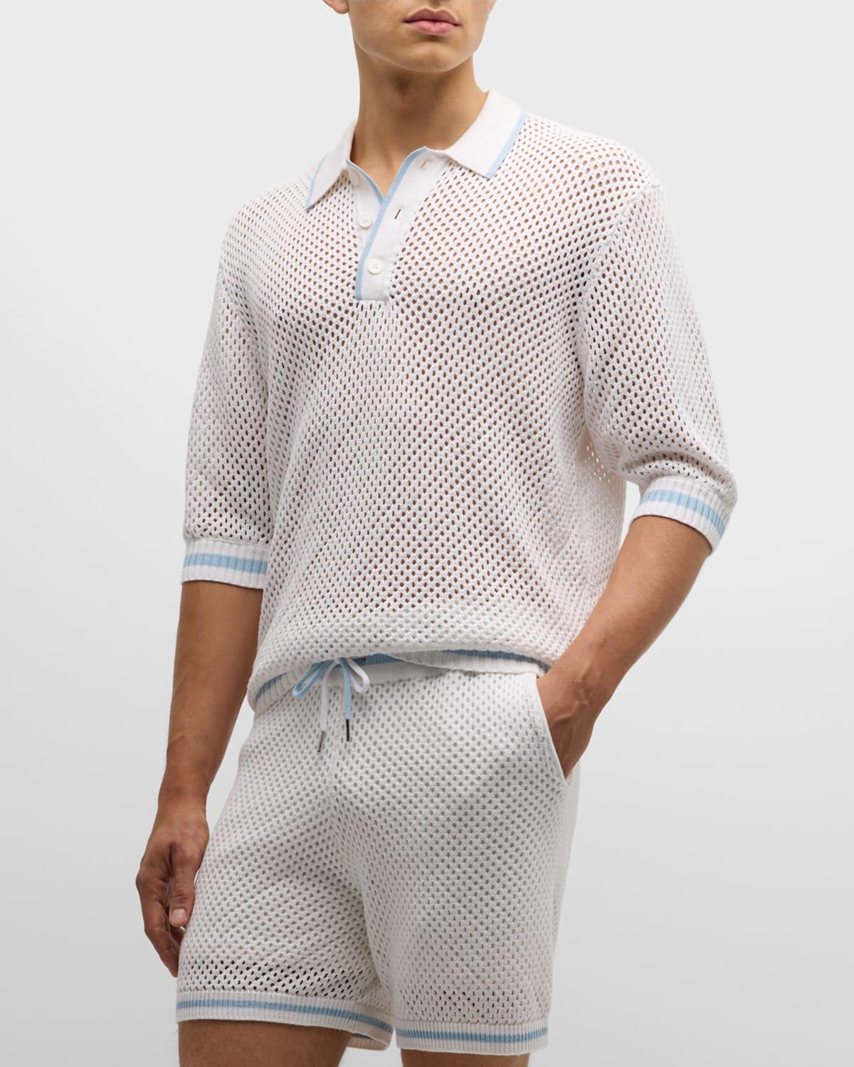 Mens Zane Crochet Polo Shirt Product Image