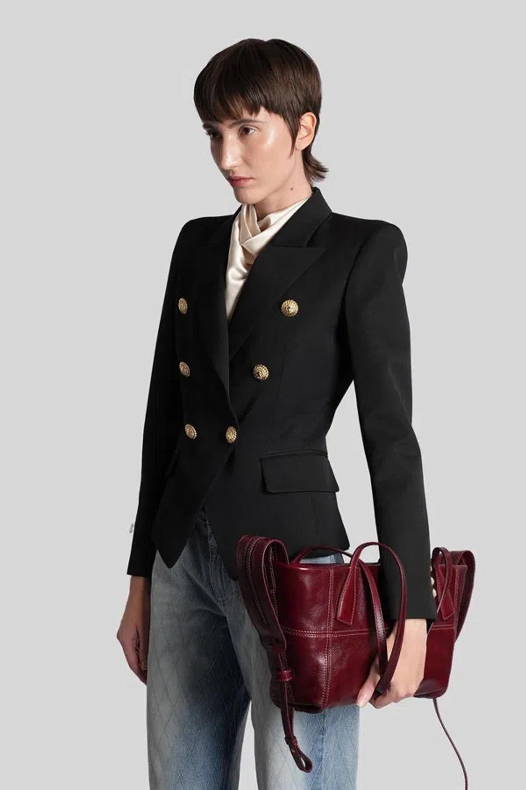 BALMAIN Double-breasted Grain De Poudre Wool Blazer In Multi Product Image