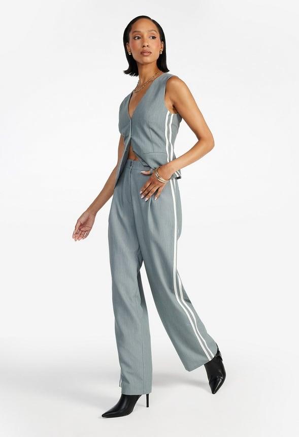 Tailored Mid Rise Racer Wide Leg Trousers Product Image